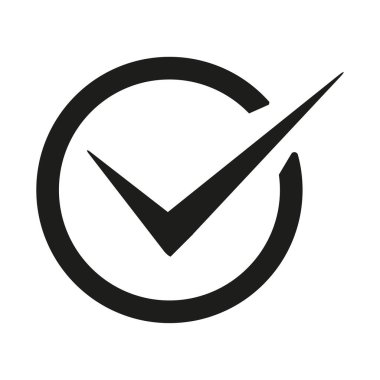 İnce onay simgesi. Dairesel onay sembolü. Vektör minimalist figür. Siyah basit bir arka plan. EPS 10.