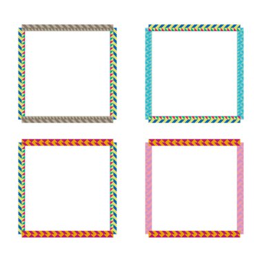 Çok renkli fayans kenarları. Renkli kare çerçeveler. Geometrik tekrar şekilleri. EPS 10.