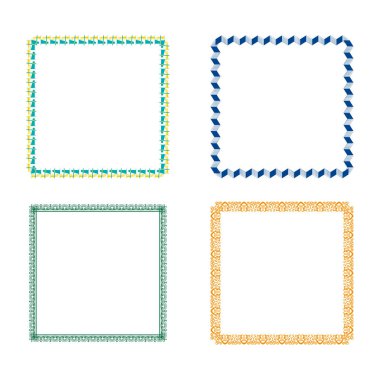 Renkli sembol sınırı. Kare çerçeve. Parlak eğlenceli tasarım. EPS 10.