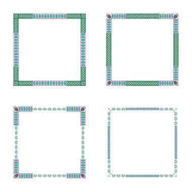 Geometrik sınır şekli. Kare kare desenli. Renkli çizgi elemanı. Vektör sanat dekorasyonu. EPS 10.