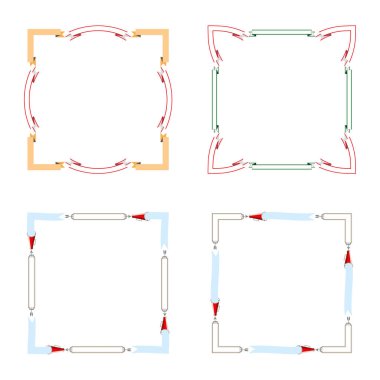 Ok ile kare kenar. Yön bulma elementleri. Şekil verilmiş kıvrımlı tasarım. EPS 10.