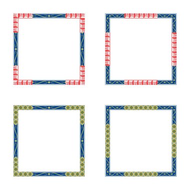 Dekoratif kare desen. Detaylı mavi sınır. Zarif etnik unsurlar. EPS 10.