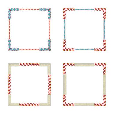 Çiçekli dantel sınırı. Pembe çizgili çerçeve. Zarif kare şekli. Vektör dekoratif ikonu. EPS 10.