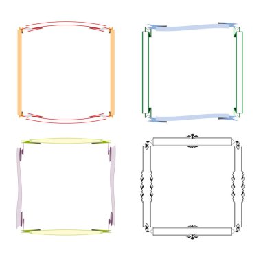 Desenli çerçeve simgesi. Madalyalı sınır sembolü. Çok renkli çizgi kenarı. Vektör düz tasarım. EPS 10.