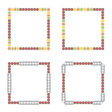 Karınca ve böcek çerçevesi. Böceklerle dolu renkli bir sınır. Böcekli kare tasarım. Doğa temalı illüstrasyon. EPS 10.