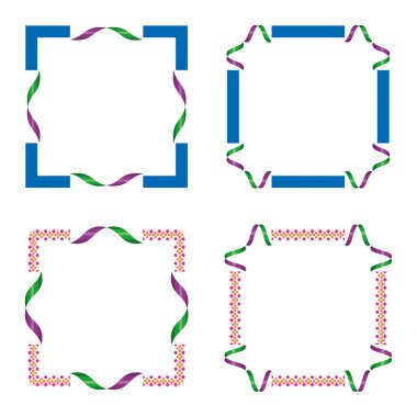 Çerçeve sınır simgesi. Canlı çoklu sembol. Mavi tasarım. Vektör çerçeve çizimi. EPS 10.
