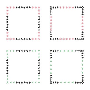 Üçgen çerçeveyi terk eder. Renkli yeşil dallar. Keskin geometrik düzen. Dekoratif doğa şekli. EPS 10.