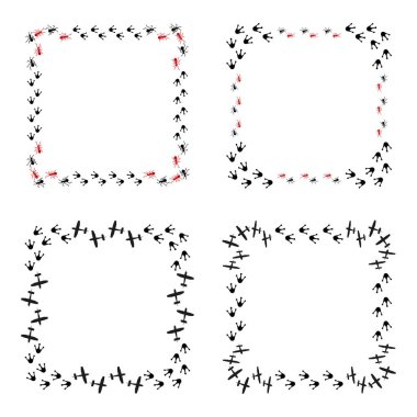 Karınca ayak izleri. Kuş ayak izleri. Asgari hayvan izleri. Vektör dekoratif şablonlar. EPS 10.