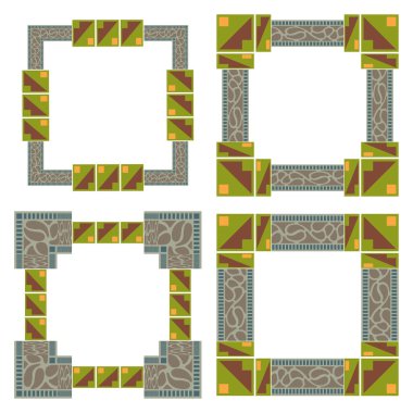 Çerçeve simgesi. Süsleme vektör deseni. Yeşil kırmızı sınır. Dekoratif çerçeve tasarımı. EPS 10.