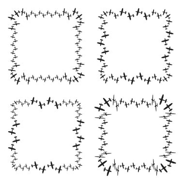 Çerçeve simgesi. Sınır sanat öğesi. Vektör kare tasarımı. Sarı kabile modeli. EPS 10.