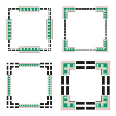 Yeşil çerçeve simgesi. Doğa sınır sembolü. Dama desenli detay. Vektör çerçeve resmi. EPS 10.