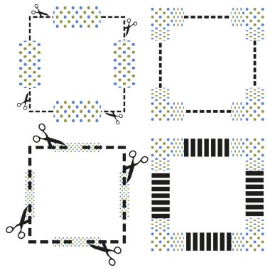 Desenli çerçeve simgesi. Çizgili sınır sembolü. Siyah beyaz kontrast. Vektör çerçeve resmi. EPS 10.