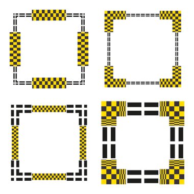 Kare çerçeve simgesi. Sınır ötesi süs. Dekoratif vektör şekli. Köşeli motif. EPS 10.