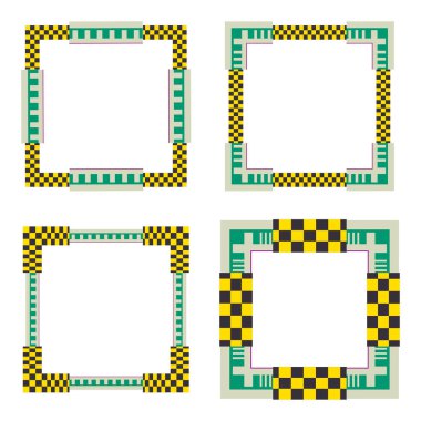 Yeşil çerçeve simgesi. Taze sınır sembolü. Kontrol motifi detayı. Vektör çerçeve resmi. EPS 10.