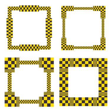 Sarı çerçeve hazır. Dekoratif sınır simgesi. Koyu kontrol deseni. Vektör tasarım elemanı. EPS 10.