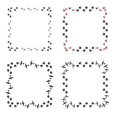 Çerçeve simgesi. Sınır sanat gösterisi. Vektör kare düzeni. Çok renkli çiçek patlaması. EPS 10.