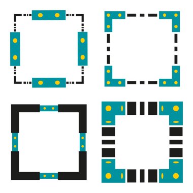Kare çerçeve simgesi. Üçgen kenar süsü. Dekoratif vektör şekli. Keskin köşe deseni. EPS 10.
