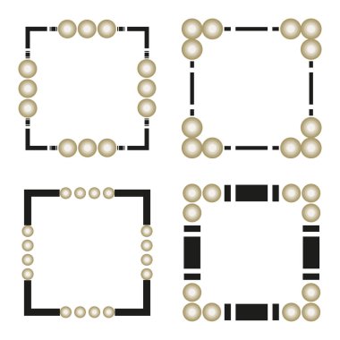 Kare çerçeve simgesi. Çift çizgili sınır. Dekoratif girdap köşesi. Vektör şekli. EPS 10.