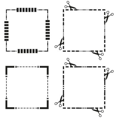 Kare çerçeve simgesi. Küçük kare sınır. Dekoratif vektör şekli. Geometrik köşe motifi. EPS 10.