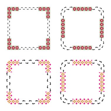 Parlak çerçeve süsü. Çemberler ve noktalar. Dekoratif vektör elemanı. Vektör çizimi. EPS 10.