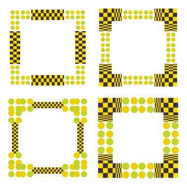 Çoklu renk çerçeve simgesi. Canlı sınır sembolü. Nokta deseni detayı. Vektör çerçeve resmi. EPS 10.