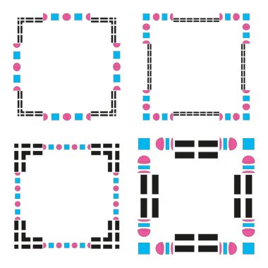 Mavi çerçeve simgesi. Güzel sınır sembolü. Çizgili desen detayı. Vektör çerçeve resmi. EPS 10.