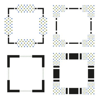 Siyah çerçeve simgesi. Karanlık sınır sembolü. Puantiyeli desen. Vektör çerçeve resmi. EPS 10.