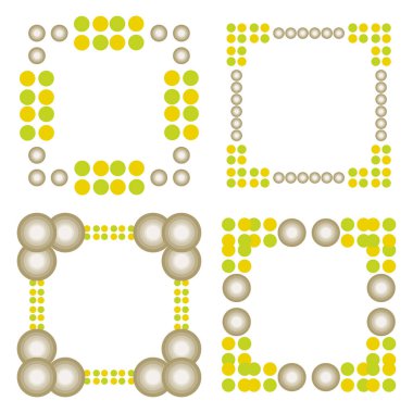 Sarı gri çerçeve. Zarif sınır simgesi. Yuvarlak nokta deseni. Vektör tasarım elemanı. EPS 10.