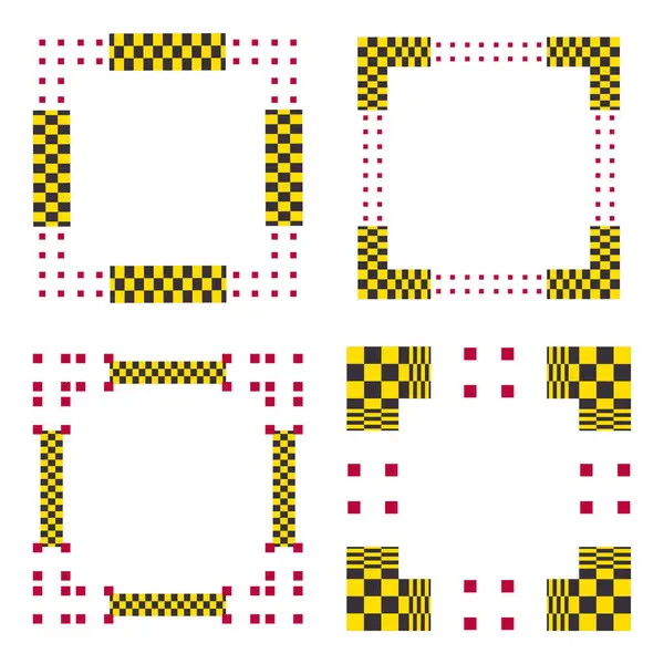 Sarı kare simgesi. Parlak sınır sembolü. Dama deseni. Vektör çerçeve resmi. EPS 10.