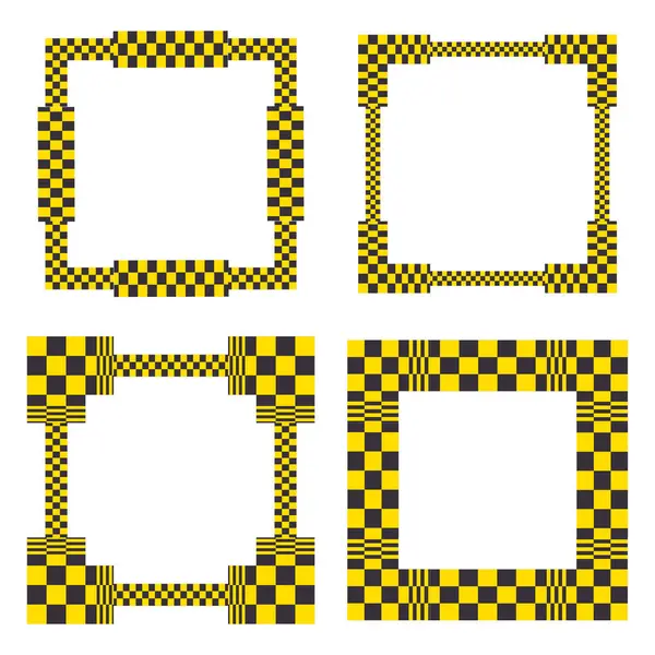 Sarı çerçeve hazır. Dekoratif sınır simgesi. Koyu kontrol deseni. Vektör tasarım elemanı. EPS 10.