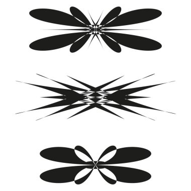 Kanat simgesi. Bölme sembolü. Siyah simetrik set. Vektör grafik. EPS 10.