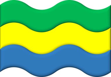 Gabon bayrağının üç yatay rengi vardır: yeşil, sarı ve mavi. Bu bayrak tasarımı Gabon 'un 17 Ağustos 1960 tarihinde bağımsızlığını kazanmasından beri kullanılmaktadır.