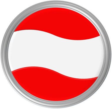 Avusturya bayrak iğnesi ve rozeti kırmızı, beyaz ve kırmızı renklerden oluşur.