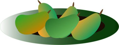 Olgun bir mango tabakta soyulmaya hazır.