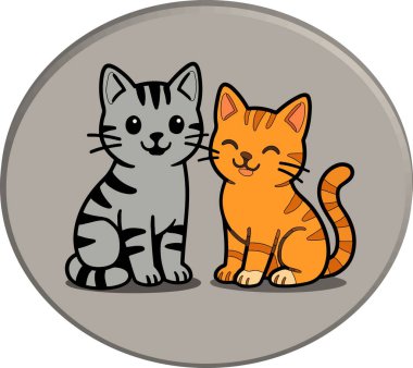 İki kedi yavrusu Gri ve turuncu renkli