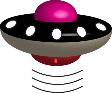 Gelecekçi bir UFO gökyüzünde uçuyor.