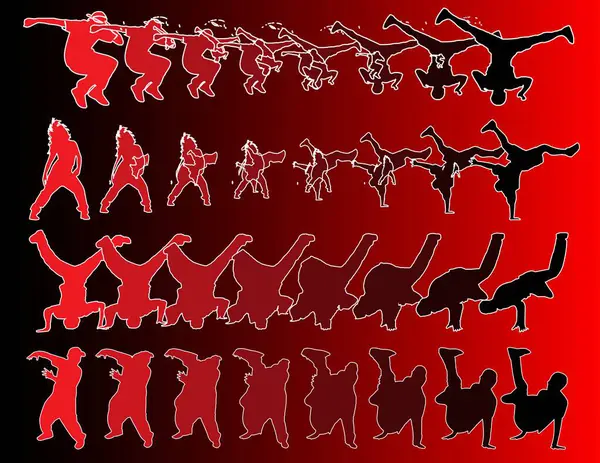 Kırmızı siluetlerle break dans sahnesi