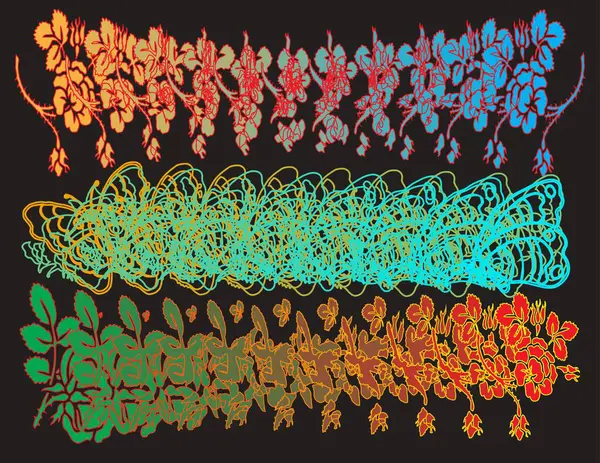 Gradyan Renkleri ve El Çizimi Tarzı ile Çiçek ve Botanik Çalışmaları