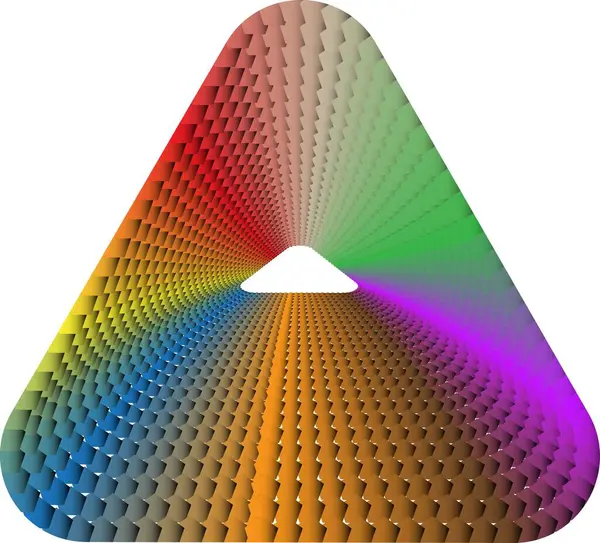 Pentagonal geometrik desenli açık uçlu bir piramit koridorunun perspektif yanılsaması