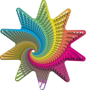 Küçük yıldızlardan oluşan sarmal desenli sekiz köşeli bir yıldız. Bu spiral desende merkezden dışa doğru gökkuşağı renk ayrımı var.