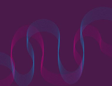 Mavi ve morumsu eğimli çizgiler koyu mor arkaplan üzerinde soyut bir kalıp oluşturarak geleceksel ve dinamik bir görsel efekt yaratır.