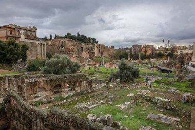 Roma Forumu 'nun Roma, İtalya' nın ebedi şehrindeki görkemli mimarisinin manzarası. Fotoğraf 8 Aralık 2024 'te Roma' da çekildi.