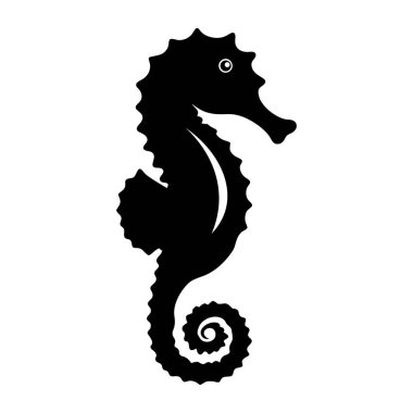 Deniz atı ya da deniz atı düz vektör vektör çizimi beyaz arkaplan.