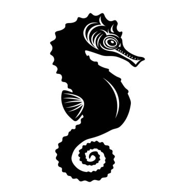 Deniz atı ya da deniz atı düz vektör vektör çizimi beyaz arkaplan.