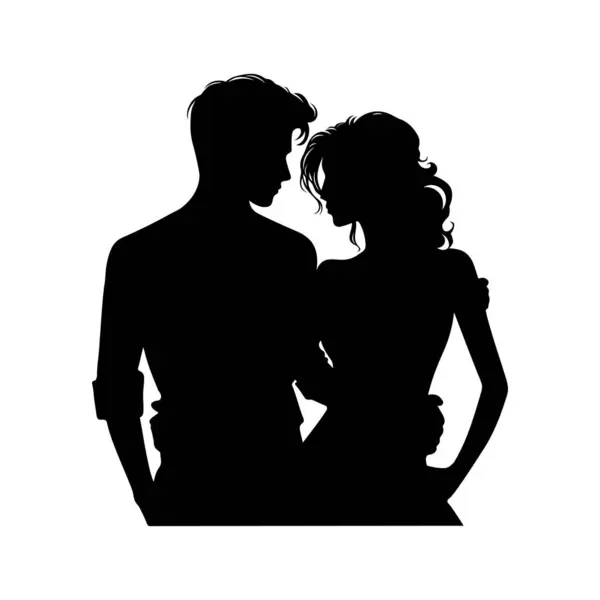 Çift silueti, Sevgililer Günü romantik çift silueti, Sevgililer Günü konsepti. Beyaz arka planda birkaç siluet klipsi var. Bir aşık, bir çift, bir kadın ve bir erkek, şefkatle kucaklaşıyor.. 
