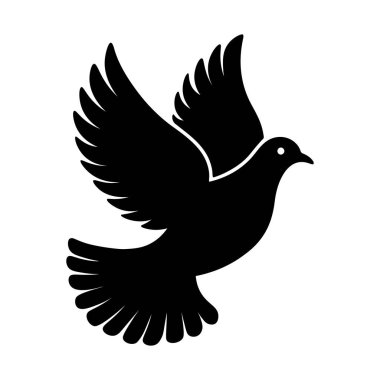 Beyaz arkaplanda güvercin silueti vektör çizimi izole edildi.