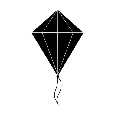 Uçurtma silueti vektörü, uçan uçurtma vektörü, beyaz arkaplan ile uçurtma simgesi çizimi.