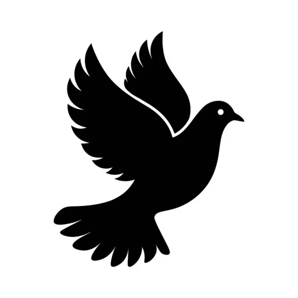 Beyaz arkaplanda güvercin silueti vektör çizimi izole edildi.