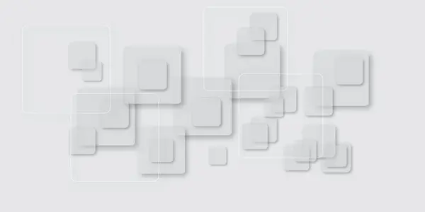 Soyut beyaz geometrik şekiller, kusursuz bir arkaplanda modern bir düzende sıralanmıştır. Kare şekiller, dinamik kompozisyon. Yumuşak eğimler. Geometrik kare desenli beyaz arkaplan