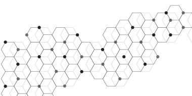 Bilim ağı şablonu, bağlantı çizgileri ve noktalar Tıbbi arka plan. Altıgen ve altıgen arkaplanlı soyut beyaz arkaplan. Gölgesi olan soyut altıgen beyaz arkaplan.